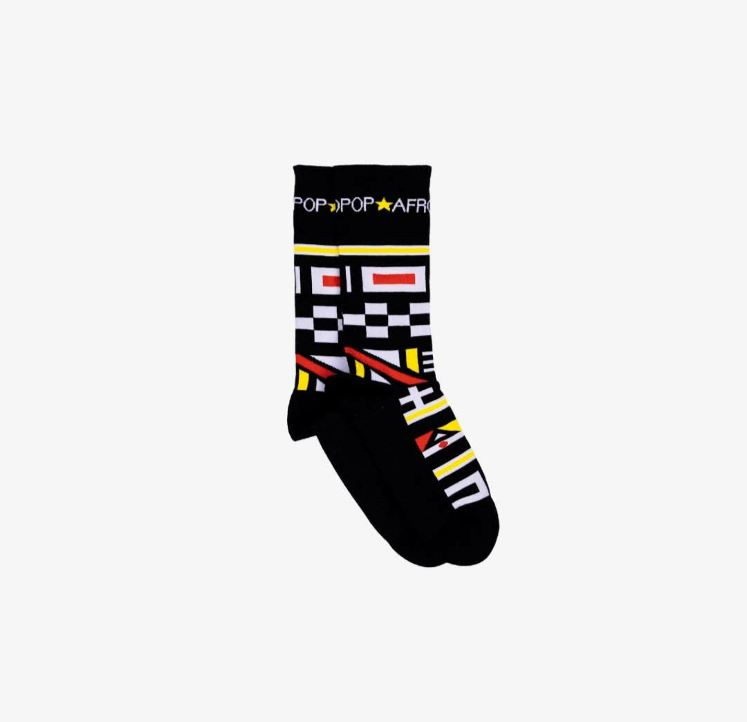 Kids Ndebele Black Socks (Age 6-8)