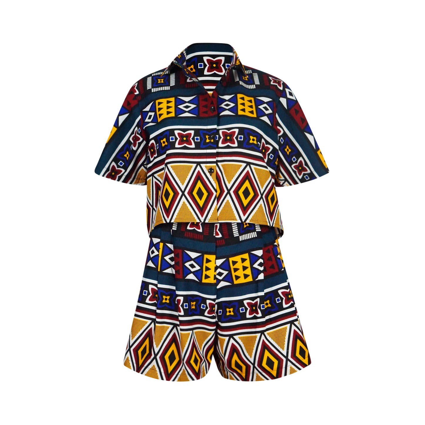 African Tribal Print Crop Shirt