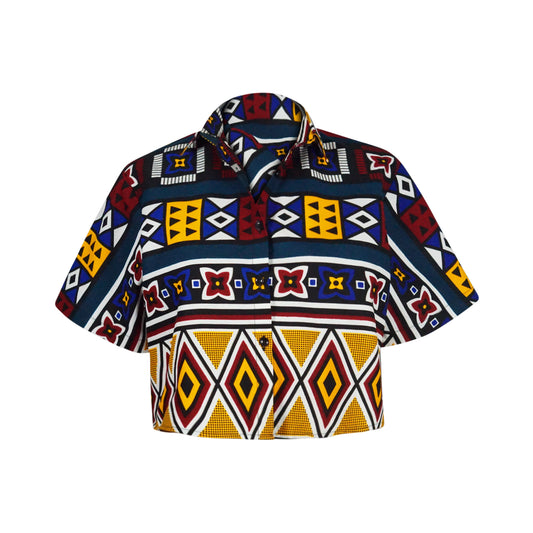 African Tribal Print Crop Shirt