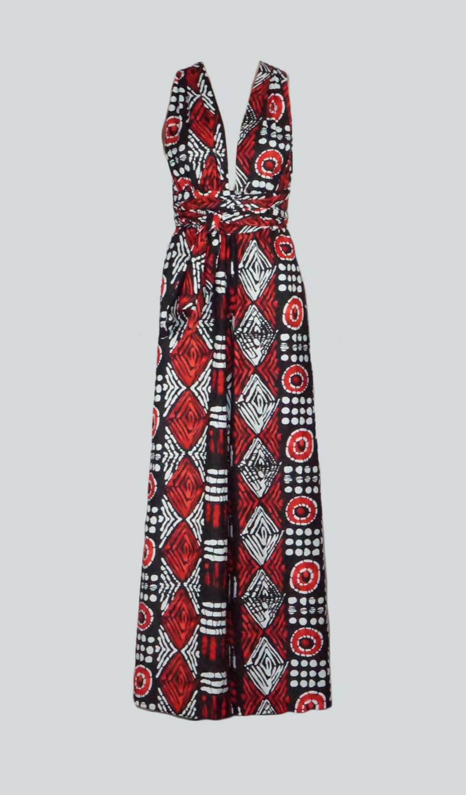 Red/Black Batik Print Infinity Pants Jumpsuit