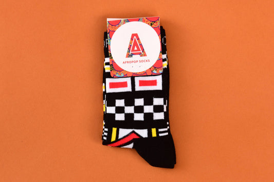 Kids Ndebele Black Socks (Age 6-8)